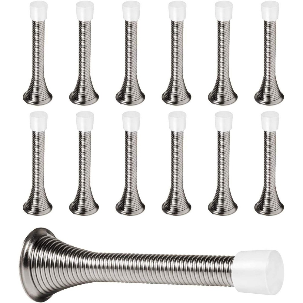 Pack of 12 KISEER Satin Nickel Spring Door Stops 3 1/4 Inch Flexible Heavy Duty